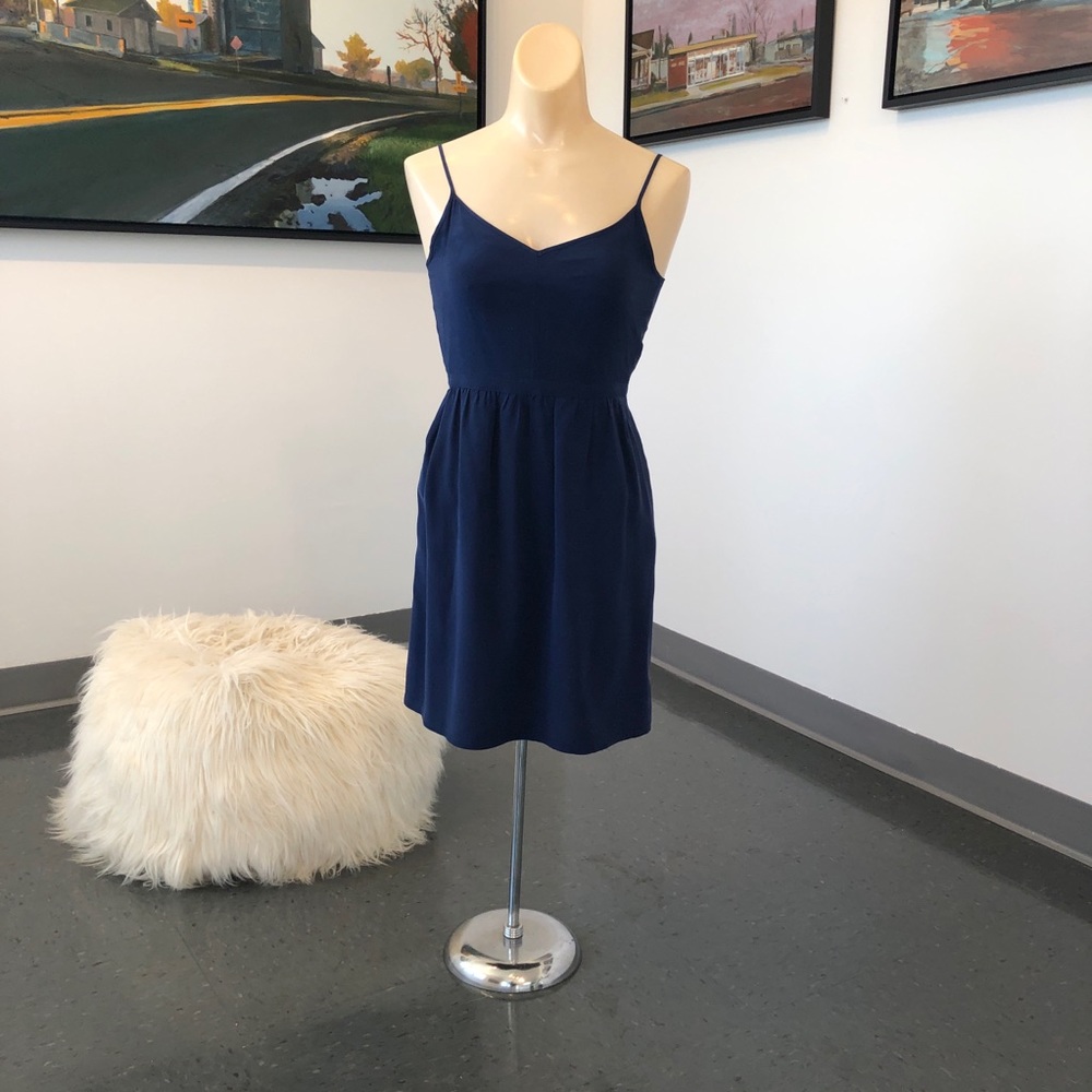 Madewell Navy Silk Cami Dress